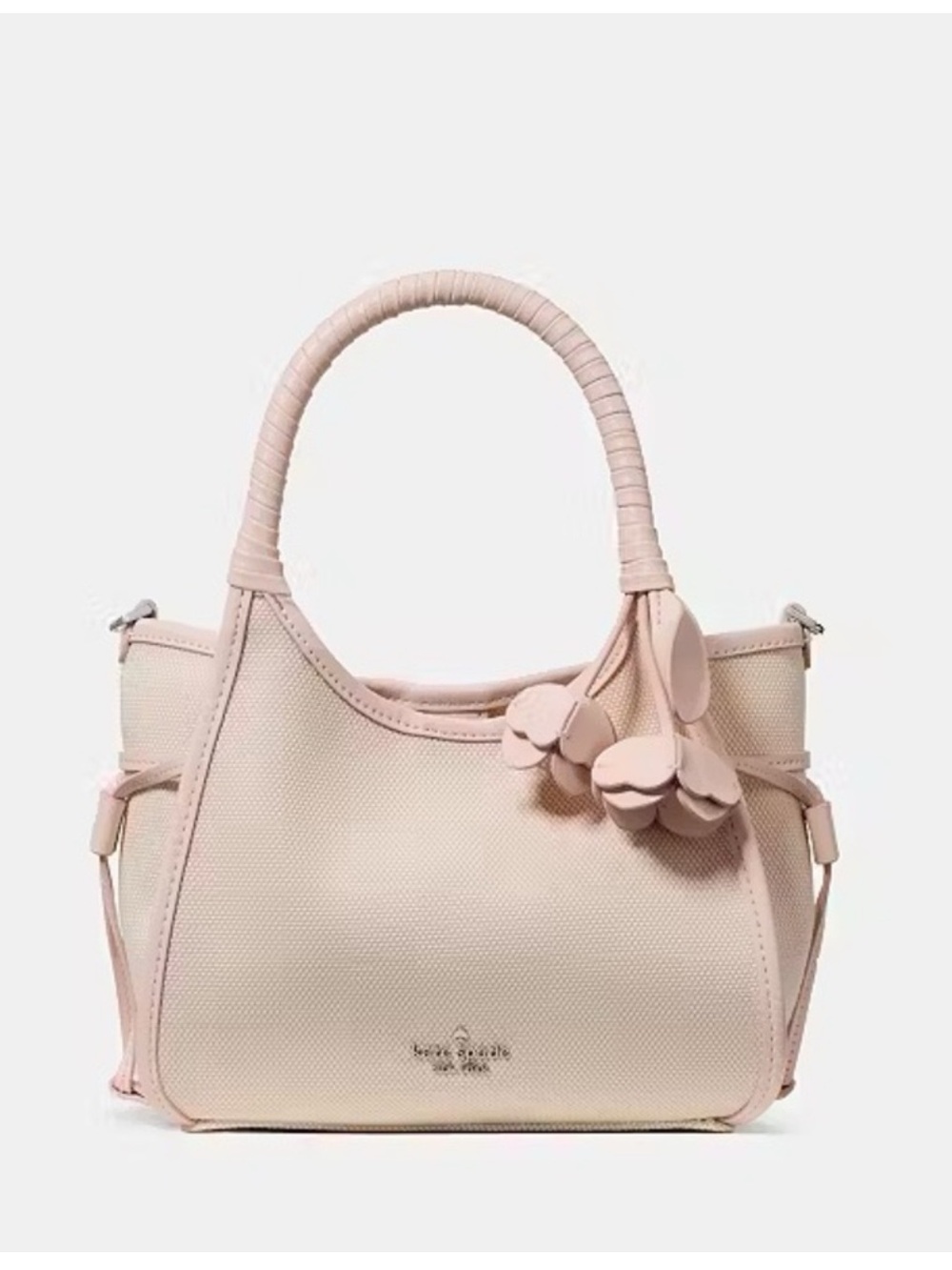 Kate Spade Stash Small Canvas Satchel Crossbody Bag + Floral Charm Pink